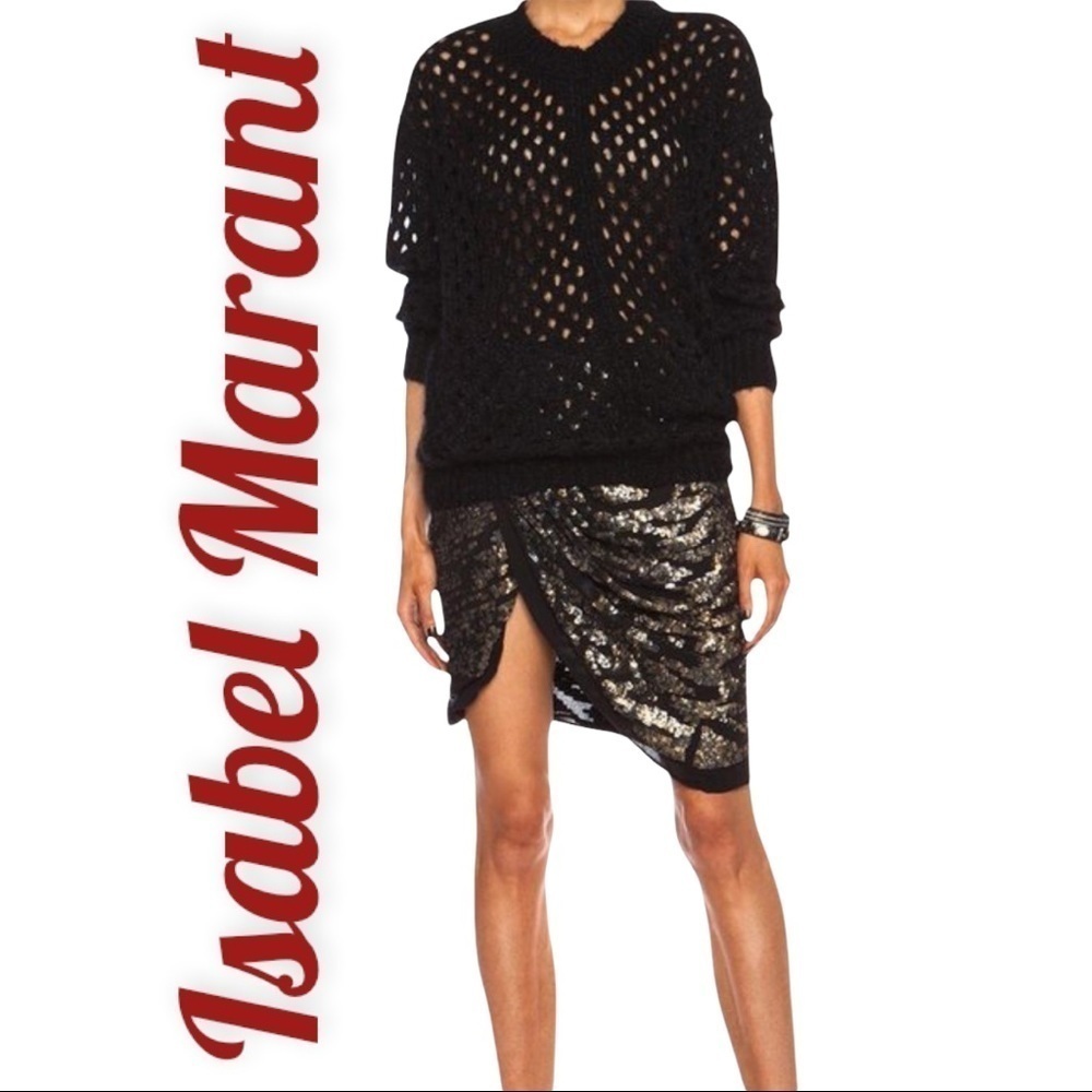 ISABEL MARANT Felmira Georgette Silk &‎ Sequin Wrap Mini Skirt, Size US 2